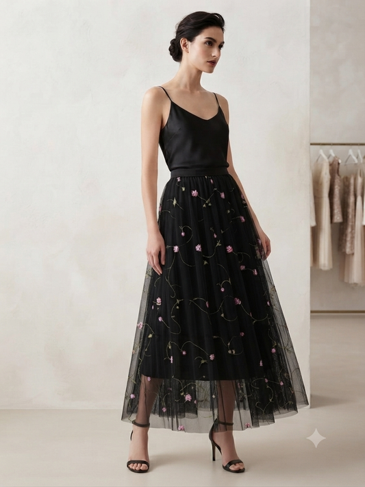 skirt with three with floral design colors 3