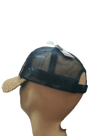 Gorra  con  lentejuela dorada con negro