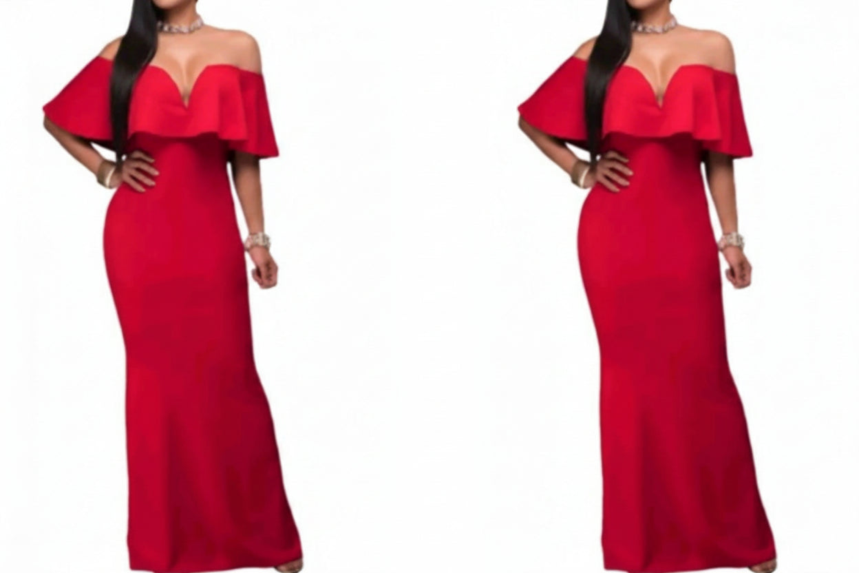 dress solid red beauty combined with elegance