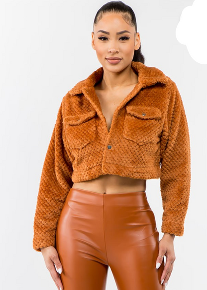 JACKET TEDDY BEAR STYLE CROPPED JACKET