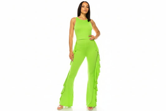 pants set.in lemon green.