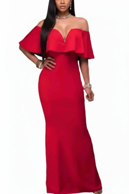 Vestido sólido en rojo elegancia total en una prenda con este color hermoso en rojo